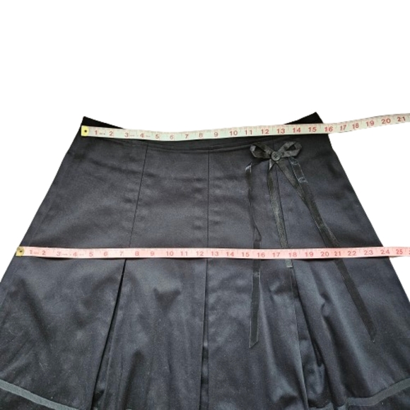 Lili Bleu Black Brushed Cotton A-Line Midi Skirt Inverted Pleats Hem Detail 10 - Picture 11 of 11